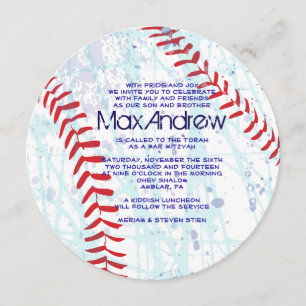 Bat Mitzvah Invitación a BASEBALL CRAZE Round Bar