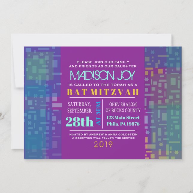 Bat Mitzvah Invitación a Bat (Anverso)