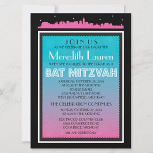 Bat Mitzvah Invitación a BROADWAY CLÁSICO-6 x 8