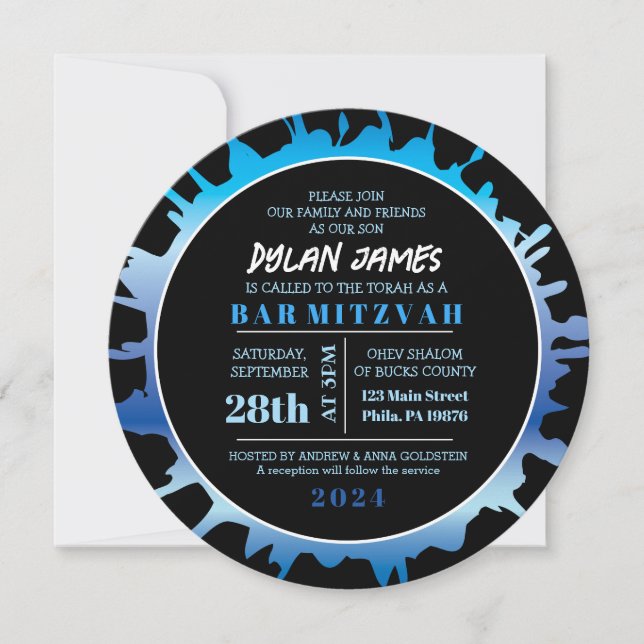 Bat Mitzvah Invitación a la barra de salpicaduras  (Anverso)