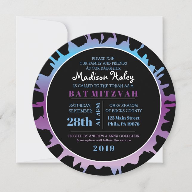Bat Mitzvah Invitación a la barra de salpicaduras  (Anverso)