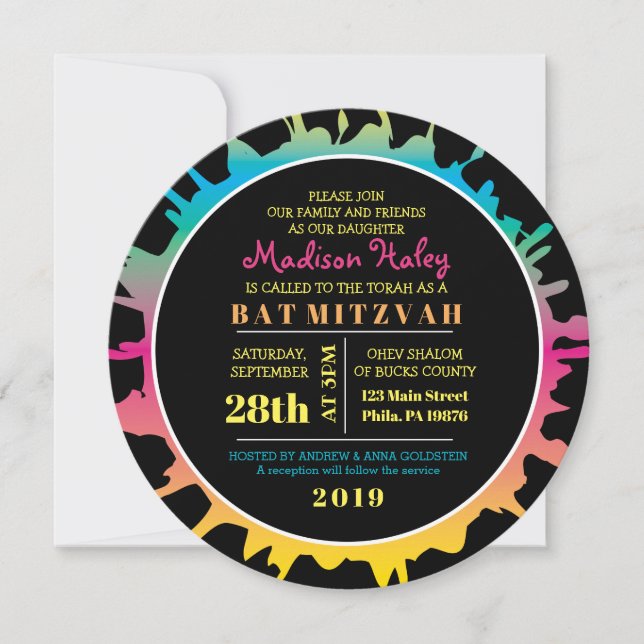 Bat Mitzvah Invitación a la barra de salpicaduras  (Anverso)