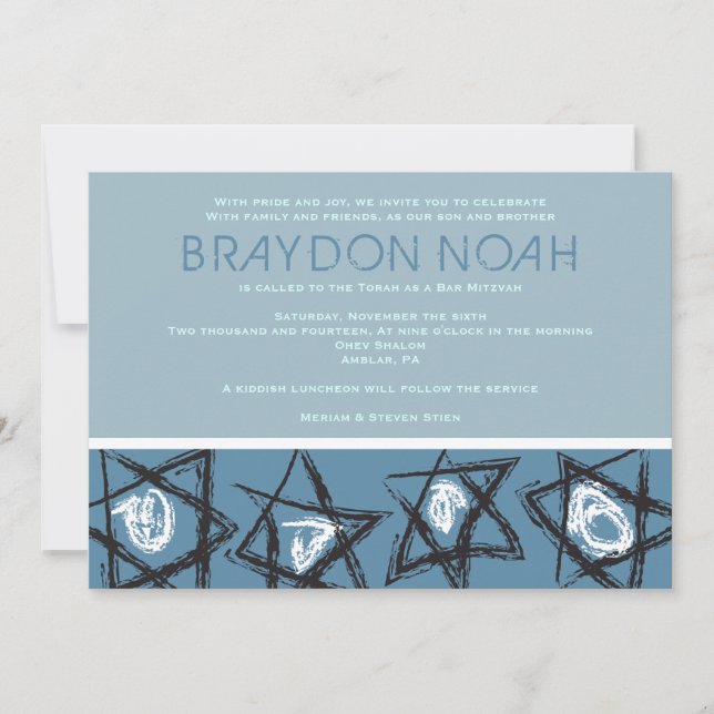 Bat Mitzvah Invitación de STARS Bar Bat (Anverso)