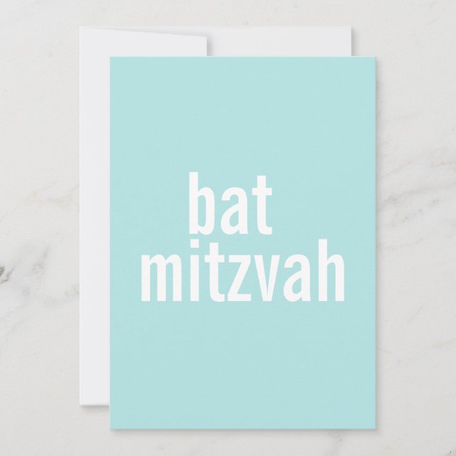 Bat Mitzvah Invitaciones {Ligera Verde azulada} (Anverso)
