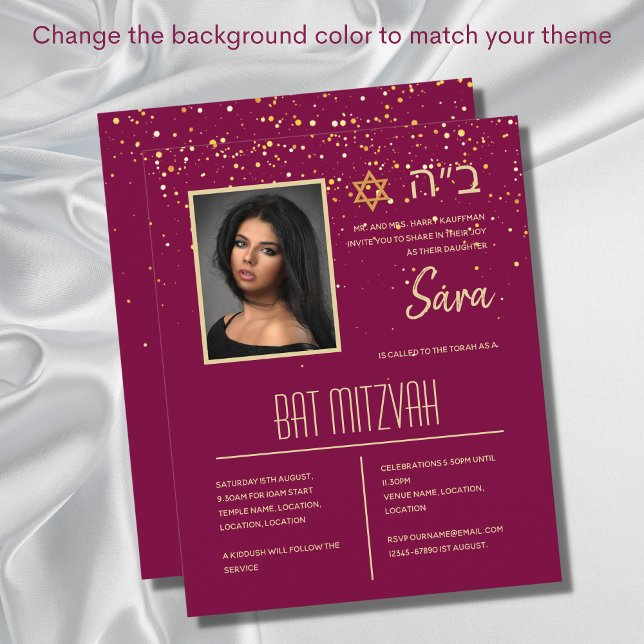 BAT MITZVAH Invitaciones Tarjetas Fotos Judías Ele (Subido por el creador)