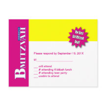Bat Mitzvah Magaine RSVP Tarjeta de respuesta amar