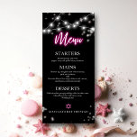 Bat Mitzvah Menú Temático De Neón Rosa Caliente<br><div class="desc">¡Estamos encantados de presentar nuestra moderna suite de caligrafía de neón para un Bar brillante o Bat Mitzvah! Esta divertida colección incluye todo lo que necesitas, desde servilletas y placas de papel hasta un cartel de bienvenida y más. Si tiene alguna pregunta o necesita ayuda con la personalización, simplemente envíenos...</div>
