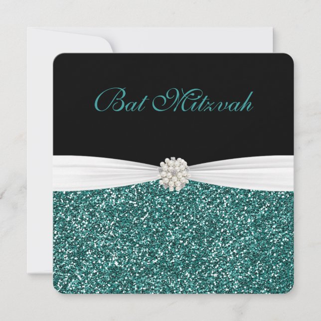 Bat Mitzvah, Purpurina Turquesa, invitaciones (Anverso)