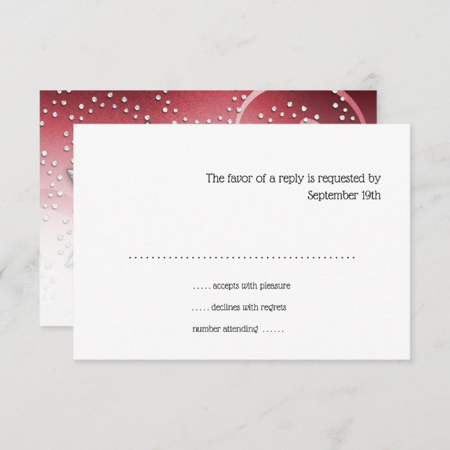Bat Mitzvah Red Shimmer Star of David RSVP Card (Anverso / Reverso)