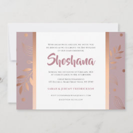 Bat Mitzvah Rosa Invitación a la Flora Dorada