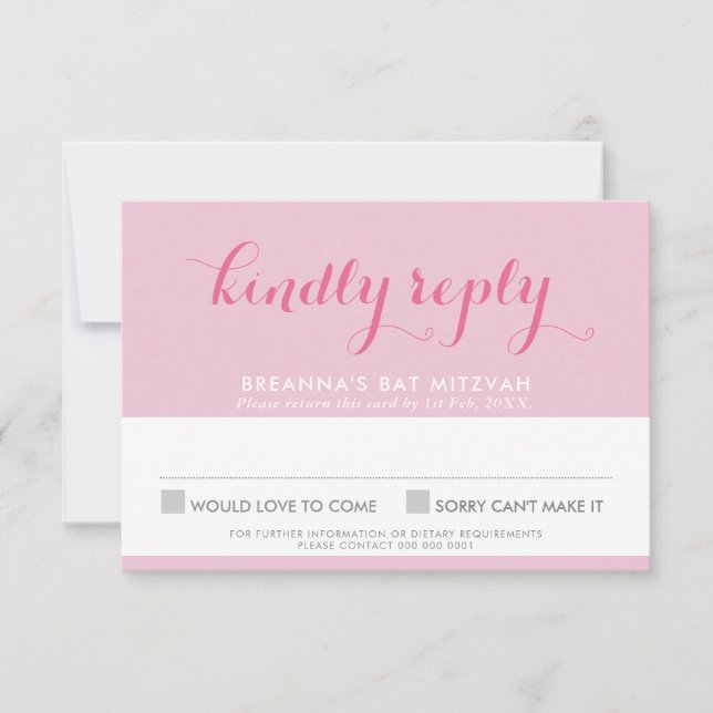 BAT MITZVAH RSVP linda y elegante estrella de colo (Anverso)