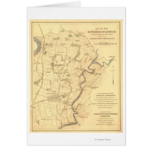 Batalla de Antietam - Mapa Panorámico de Guerra Ci (Frente)