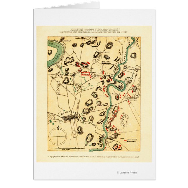 Batalla de Antietam - Mapa Panorámico de Guerra Ci (Frente)