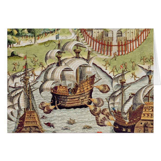 Batalla naval entre el el portugués y francés (Anverso (Horizontal))