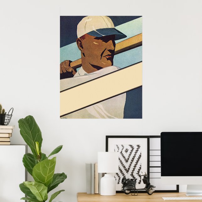 Batería de béisbol para deportes de época, arte es (Oficina en casa)