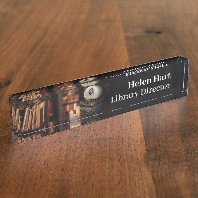 Batería, libro y velas | Placa de nombre de escrit (Lateral)