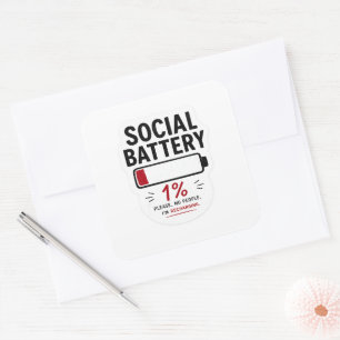 Batería Social Baja Pegatina Cuadrada Grande   Div