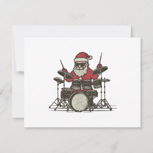 Baterista Navidad Divertido Vintage Santa Tocando