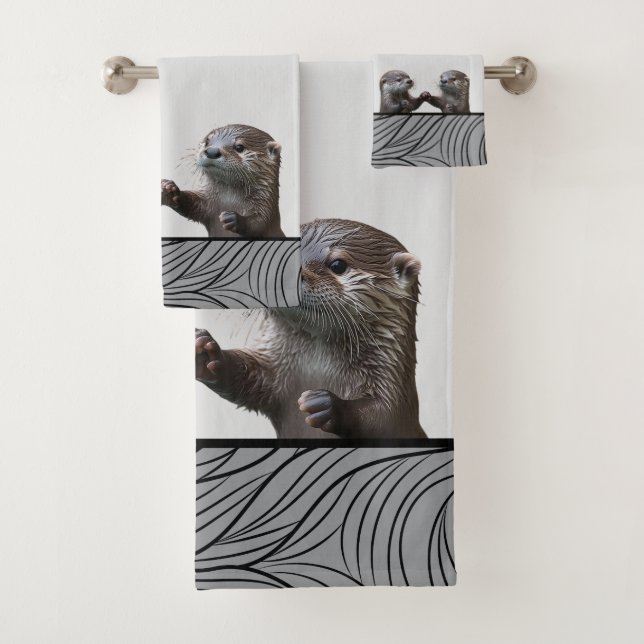 Bath Wild Animals Weasels  -  Baby Otters Towels (In situ)