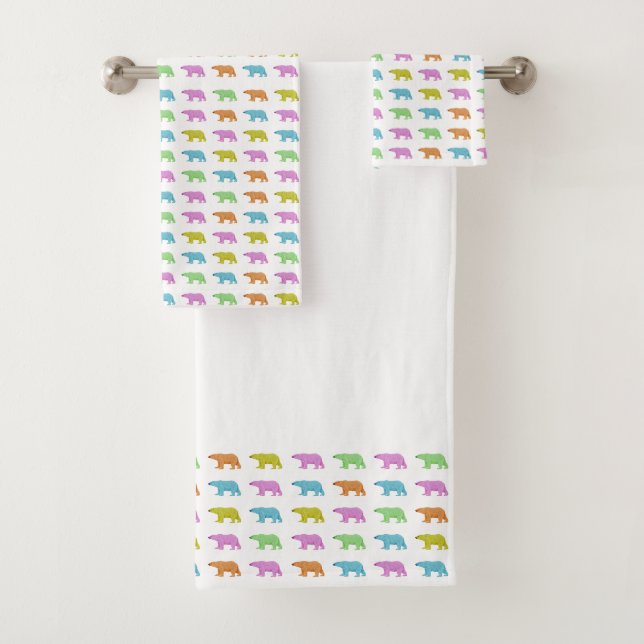Bathroom Towel Set - Polar Bear Pattern (In situ)