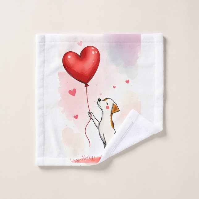 Bathroom Towel Sets Valentine's Day Dog Red Heart (Toallita)