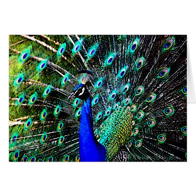 Batik 2 (tarjeta en blanco) del pavo real (Anverso (Horizontal))