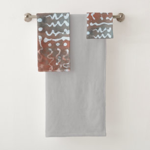 Batik Dye Blue Gray Circle Boho Bath Toalla Set