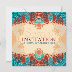Batik Exotic Square Birday / Invitaciones especial