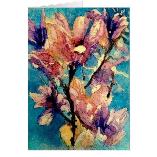 Batik japonés de la acuarela de la magnolia (Frente)