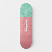 Batik rosa de Ruddy y Skateboard de acuarela verde