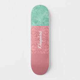 Batik rosa de Ruddy y Skateboard de acuarela verde