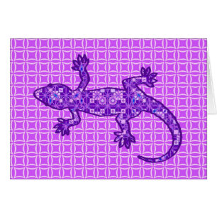 batik tribal Gecko - violeta y amatista morado