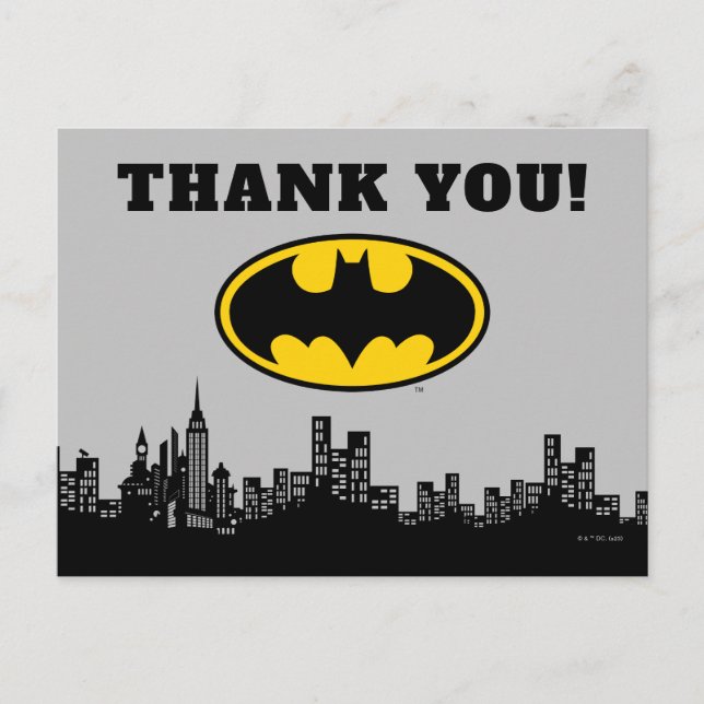 Batman Gotham City Birthday Tarjeta de agradecimie (Anverso)