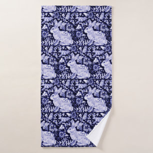Batracción de aves de conejo azul y blanco Toalla