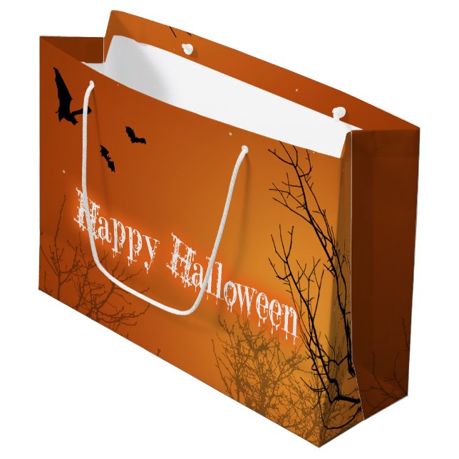 Bats & Árboles de Halloween - Bolsa de regalo gran (Angulo Anverso)