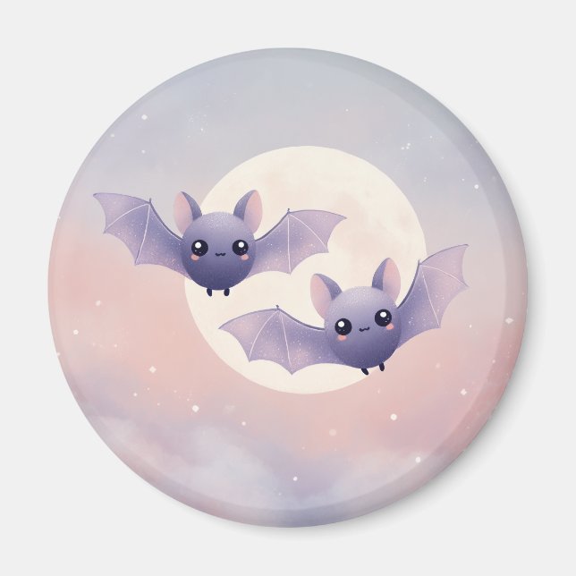 Bats cúticos volando por la luna llena - imán (Frente)