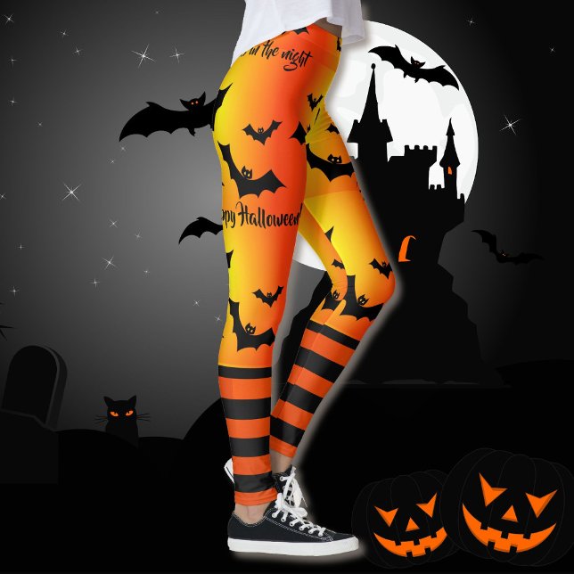 Bats Happy Halloween Leggings Yoga Pants (Subido por el creador)