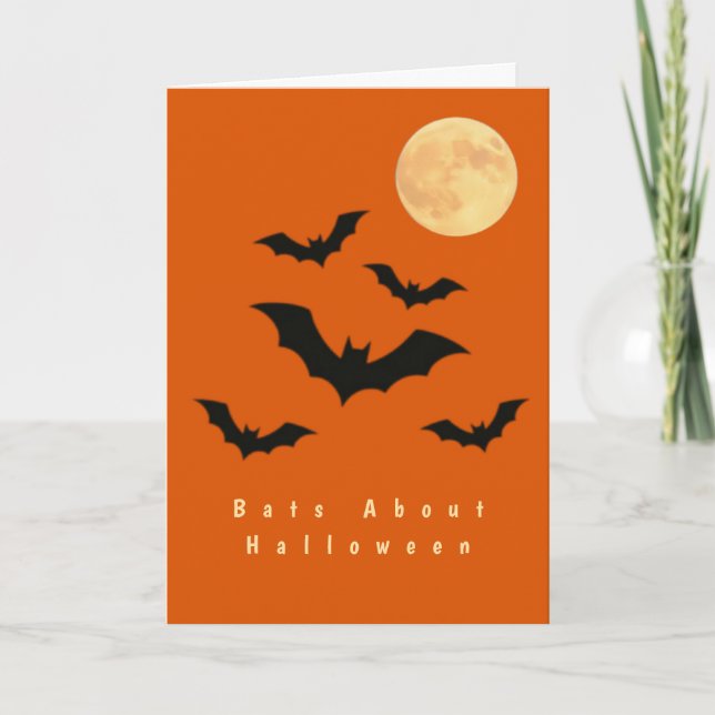 Bats sobre la tarjeta de vacaciones de Halloween (Anverso)