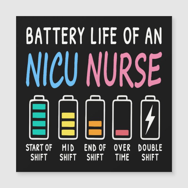 Battery life of a NICU nurse humor chart (Anverso)