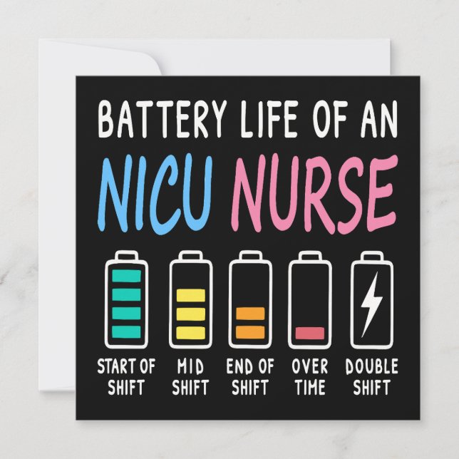 Battery life of a NICU nurse humor chart (Anverso)