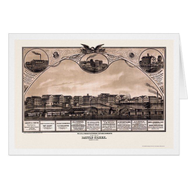 Battle Creek, mapa panorámico del MI - 1869 (Anverso (Horizontal))