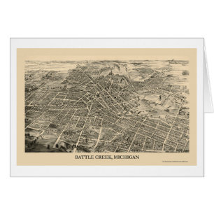 Battle Creek, mapa panorámico del MI - 1880s