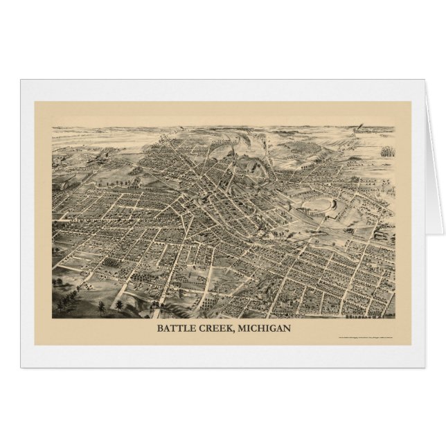 Battle Creek, mapa panorámico del MI - 1880s (Anverso (Horizontal))