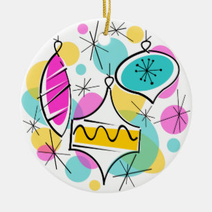 Baubles de árbol retro Feliz ronda de adornos de v