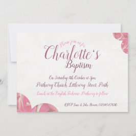 Bautismo chica invitaciones de flores rosas y blan