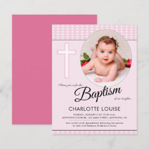 Bautismo Chica rosado, invitación a la cristiandad
