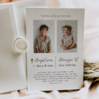Bautismo conjunto y primer cumpleaños 2 Invitación
