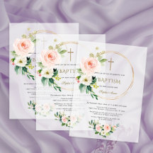 Bautismo Cruz Dorada Floral Rosa Luxe