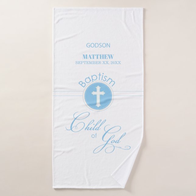 Bautismo de Godson Hito azul de Dios Personalizado (Toalla de baño)