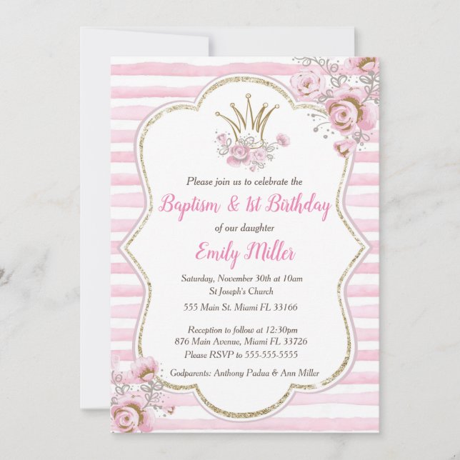 Bautismo de la princesa e invitación de cumpleaños (Anverso)